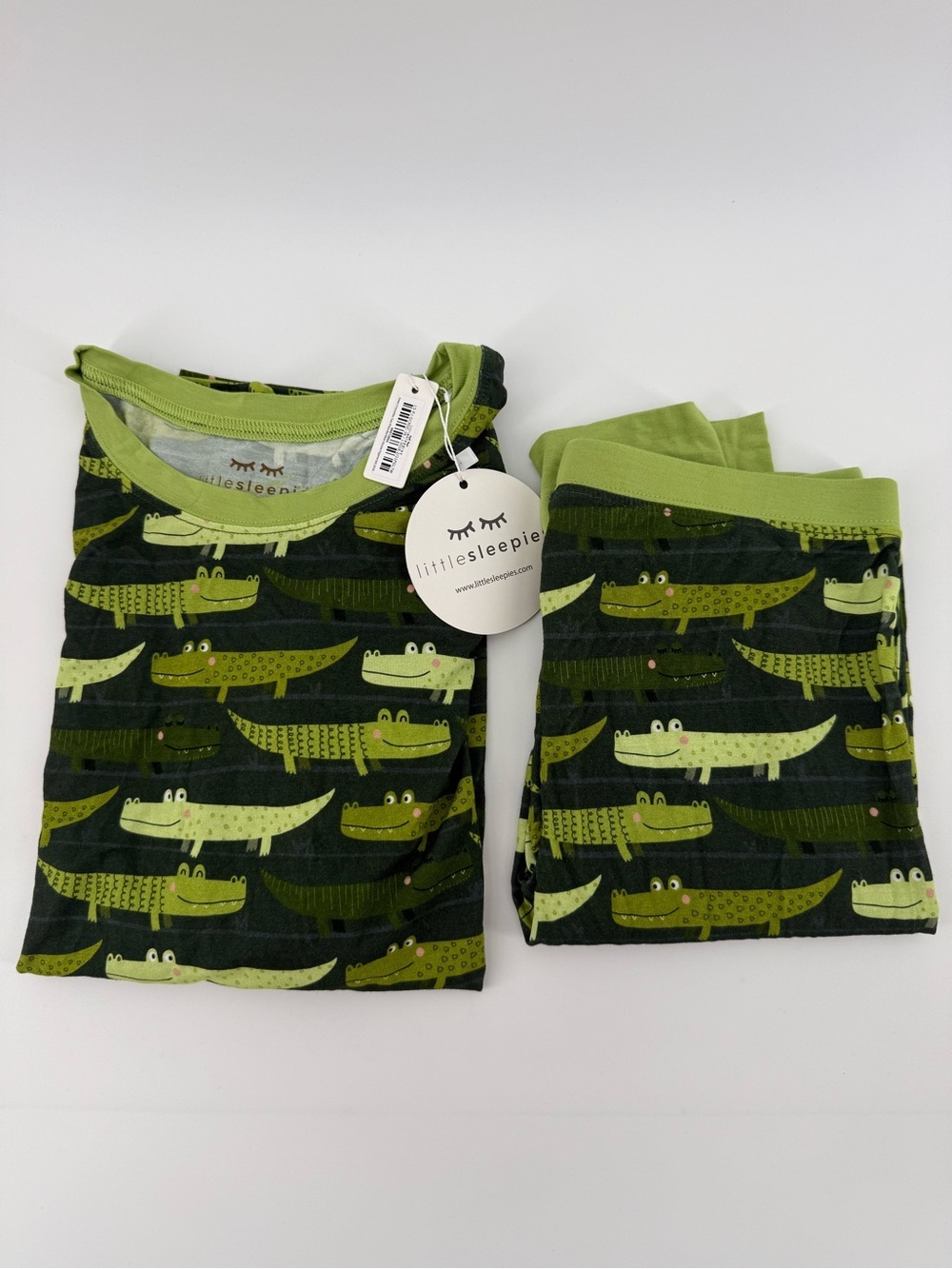 Little Sleepies Green Crocodiles Kids Two-Piece Bamboo LS Pajama Set